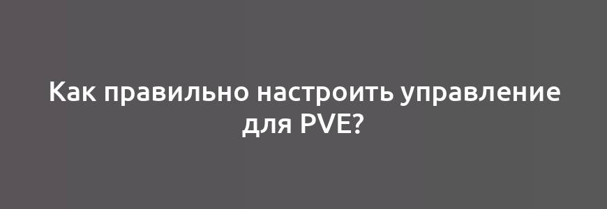 Как правильно настроить управление для PvE?